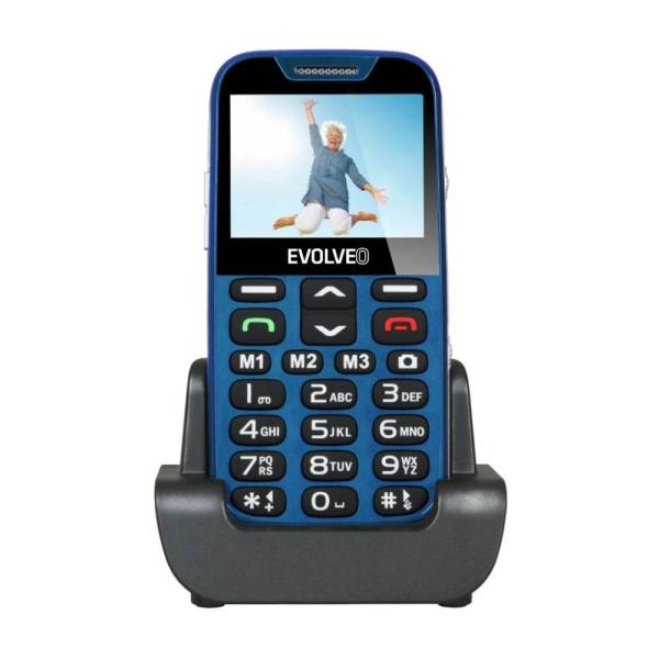 EVOLVEO EasyPhone XD,  mobilný telefón pre seniorov s nabíjacím stojanom (modrý)1
