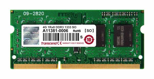 SODIMM DDR3 4GB 1333MHz TRANSCEND 1Rx8 CL9