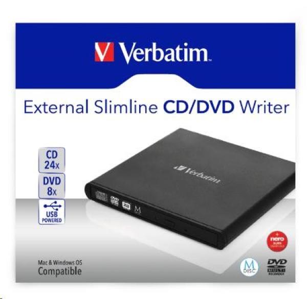VERBATIM externí mechanika DVD-RW Rewriter USB 2.0 Black + NERO1