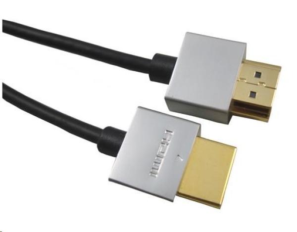 PremiumCord Slim HDMI High Speed ??+ Ethernet kábel, pozlátené konektory, 0, 5 m