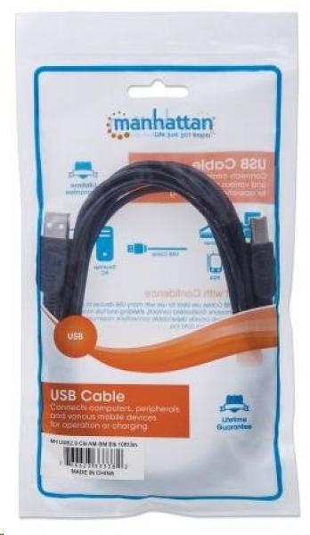 MANHATTAN vysokorýchlostný kábel USB pre zariadenia,  samec typu A /  samec typu B,  5 m (3 ft.),  Čierna1