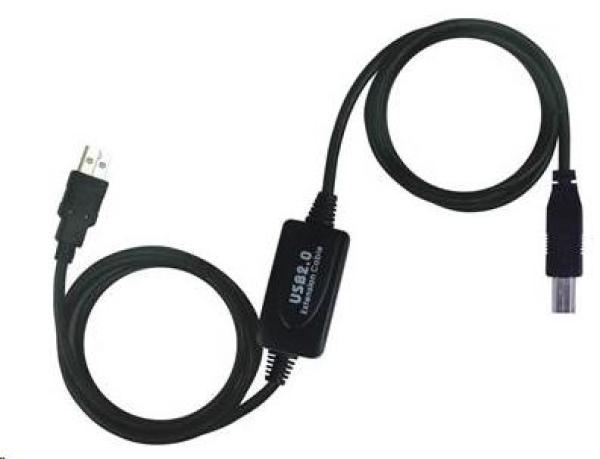 PREMIUMCORD USB 2.0 opakovač a prepojovací kábel A/ M-B/ M 10m
