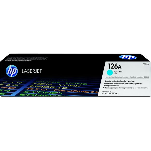 HP 126A Cyan LJ Toner Cart,  CE311A (1, 000 pages)