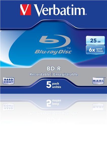 VERBATIM BD-R SL(5-pack)Blu-Ray/ Jewel/ 6x/ 25GB2