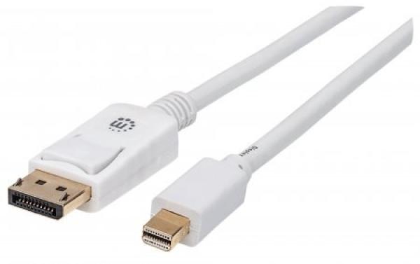 Kábel MANHATTAN Mini DisplayPort Male na DisplayPort Male,  2 m,  biely