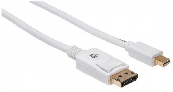 Kábel MANHATTAN Mini DisplayPort Male na DisplayPort Male,  2 m,  biely1