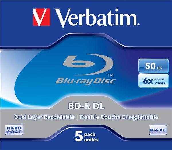 VERBATIM BD-R(5-pack)/ DualLayer/ Jewel/ 6X/ 50GB