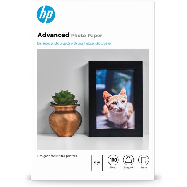 HP Advanced Glossy Photo Paper-100 sht/ 10 x 15 cm borderless,   250 g/ m2,  Q8692A1
