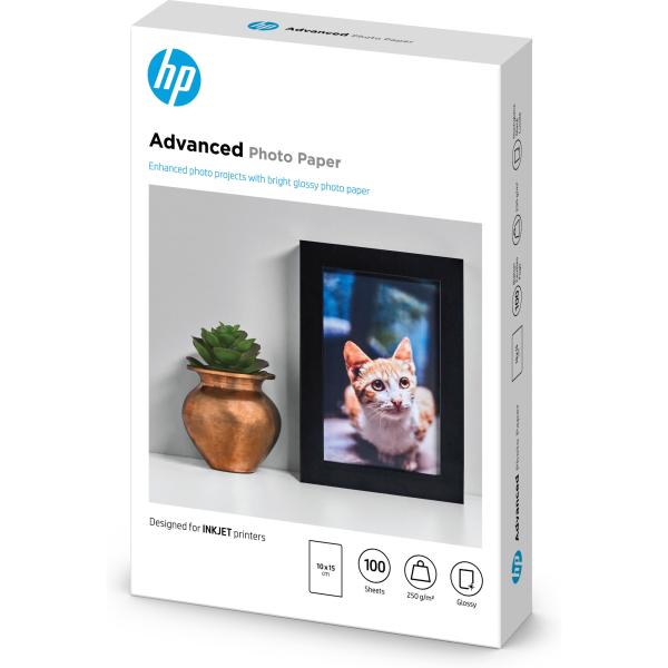HP Advanced Glossy Photo Paper-100 sht/ 10 x 15 cm borderless,   250 g/ m2,  Q8692A2