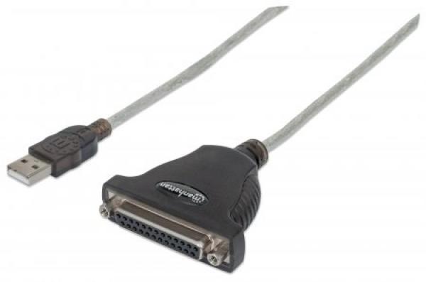 MANHATTAN Kábel /  prevodník USB na paralelný port 1, 8 m (USB AM /  DB25F,  IEEE1284)