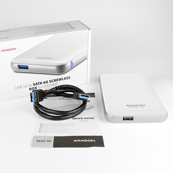 AXAGON EE25-S6,  USB3.0 - SATA 6G,  2.5" vonkajší box SCREWLESS,  biely9