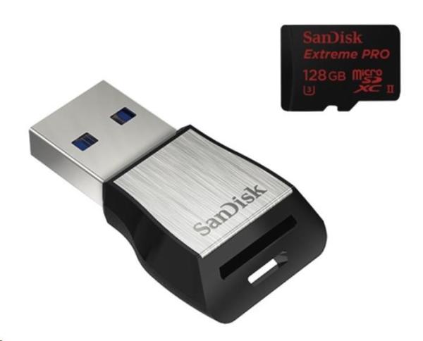 Karta Sandisk MIcroSDXC 128GB Extreme PRO (275 MB/ s,  Class 10 UHS-II U3) + USB 3.0 čitateľ