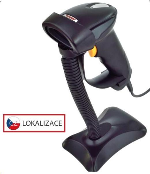 Virtuos CCD čítačka HT-310A s veľkým dosahom, USB (klávesnica/RS232), stojan , čierna