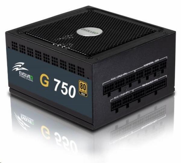 EVOLVEO G750 napájací zdroj 750W,  eff 91%,  80+ GOLD,  aPFC,  modulárny,  maloobchodný predaj