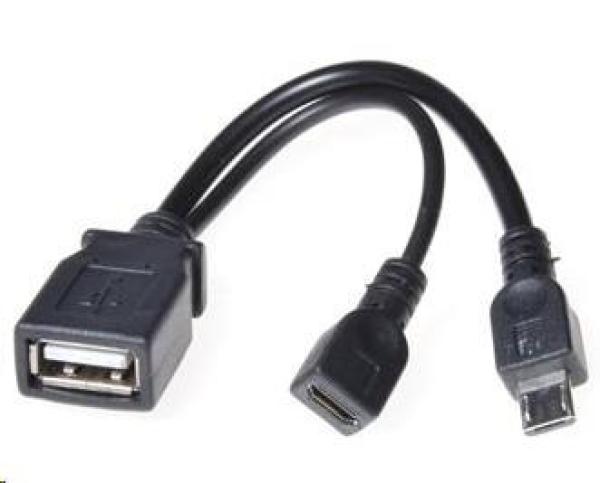 PREMIUMCORD USB redukčný kábel USB A/ samica+Micro USB/ samica - Micro USB/ samica OTG