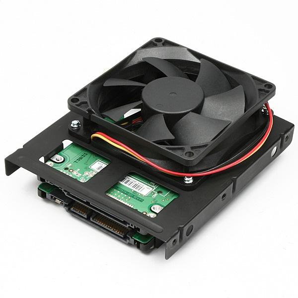 AXAGON RHD-225, kovový rám pre 2x 2.5" HDD/SSD do 3.5" poloha, montáž ventilátora1