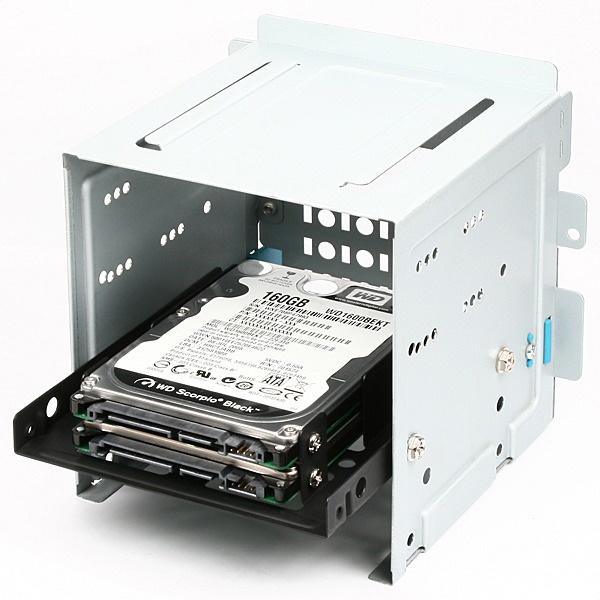AXAGON RHD-225, kovový rám pre 2x 2.5" HDD/SSD do 3.5" poloha, montáž ventilátora3