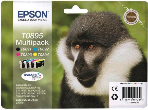 Atrament EPSON čierny + pruh Stylus "Monkey" S20/SX100/SX200/SX400 (T0895) multipack
