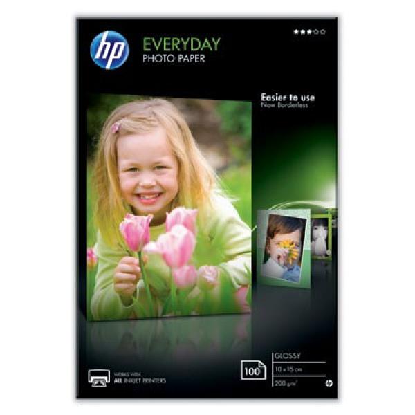 HP Everyday Glossy Photo Paper-100 sht/ 10 x 15 cm,  200 g/ m2,  CR757A