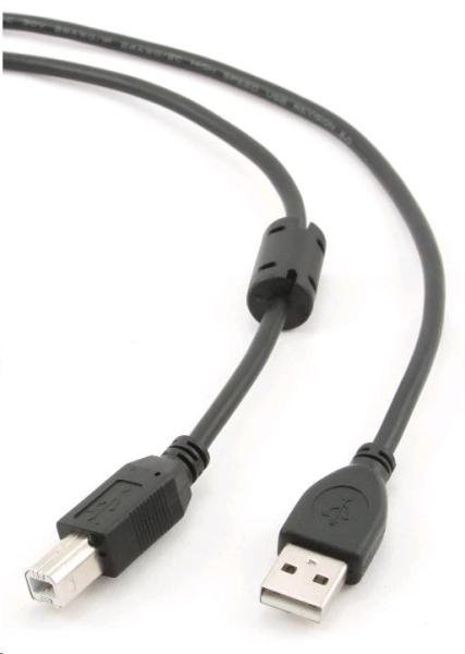 Kábel USB GEMBIRD 2.0 A-B kábel 1, 8 m Premium (čierny,  feritový,  pozlátené kontakty)