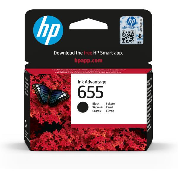 HP 655 Black Ink Cart,  14 ml,  CZ109AE (550 pages)