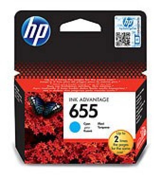 HP 655 Cyan Ink Cart,  CZ110AE (600 pages)
