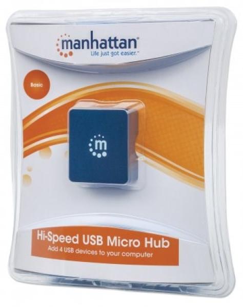 MANHATTAN USB 2.0 Micro Hub,  4 porty,  napájanie zbernice10