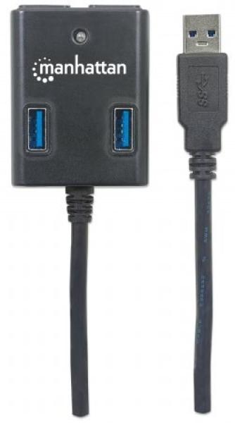 MANHATTAN USB 3.0 Rozbočovač,  4 porty,  napájanie zbernice2