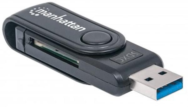 MANHATTAN Mini čítačka pamäťových kariet, 24 v 1, USB 3.0, čierna, externá2