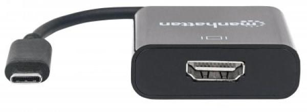 Prevodník MANHATTAN z USB 3.1 na HDMI (Type-C samec na HDMI samica,  čierna) PC /  Apple MacBook2