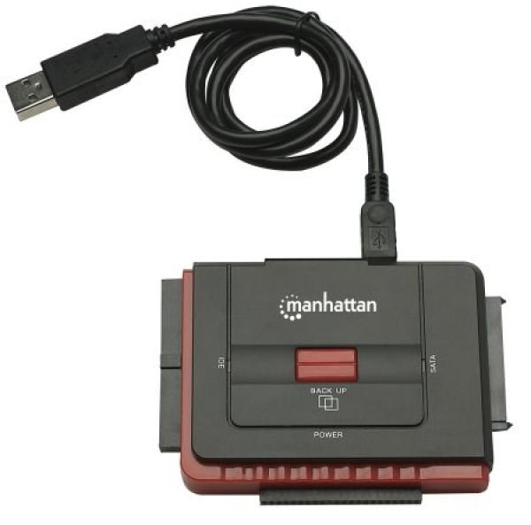 Adaptér MANHATTAN USB na SATA/ IDE (3-v-1 s jednodotykovým zálohovaním)
