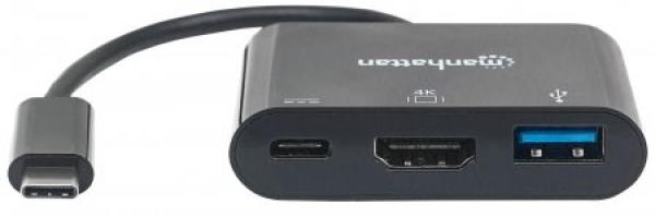 Multifunkčný prevodník MANHATTAN z USB 3.1 samec typu C na HDMI,  USB 3.0 A a USB C Samice2