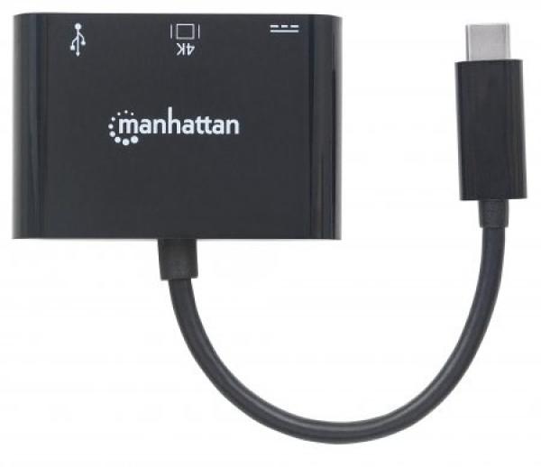 Multifunkčný prevodník MANHATTAN z USB 3.1 samec typu C na HDMI,  USB 3.0 A a USB C Samice3