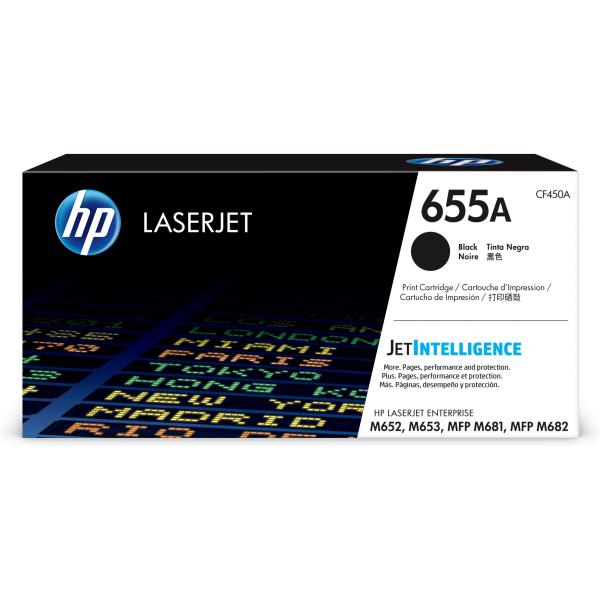 HP 655A Black Original LaserJet Toner Cartridge (CF450A) (12, 500 pages)1