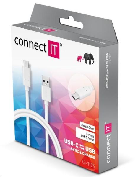 CONNECT IT Wirez USB-C (typ C) - USB,  biely,  0, 5 m2