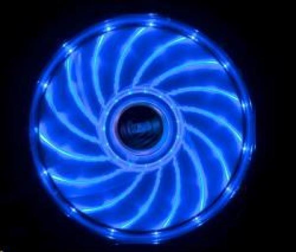 AKASA ventilátor Vegas 120x120x25mm,  1200RPM podsvietený,  15xLED,  modrý