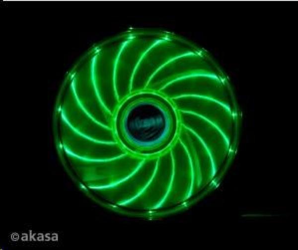 AKASA ventilátor Vegas 120x120x25mm,  1200RPM podsvietený,  15xLED,  zelený