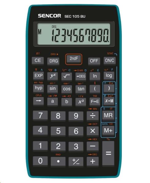 Sencor kalkulačka  SEC 105 BU - školní,  10místná,  56 vědeckých funkcí