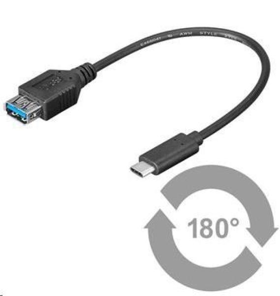 Adaptér PREMIUMCORD USB 3.1 C/ male - USB 3.0 A/ samica,  OTG,  0, 2 m