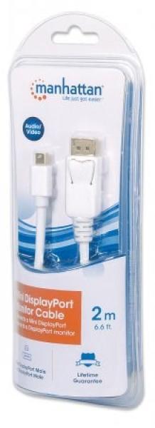 MANHATTAN kábel Mini DisplayPort Male na DisplayPort Male,  2 m,  biely4