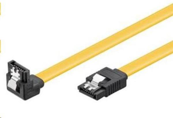 PREMIUMCORD 0, 3m SATA 3.0 dátový kábel 1.5 GB /  3 GB /  6 GB,  kov.západka,  90°