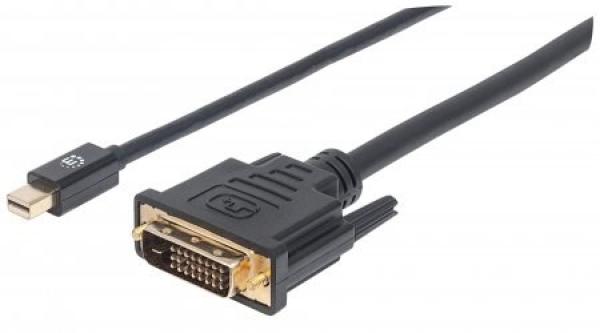 MANHATTAN Mini DisplayPort kábel 1.2a samec na DVI-D 24+1 samec,  1.8 m,  čierna