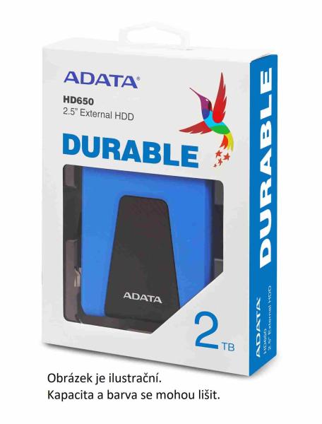 Externý pevný disk ADATA 4TB 2, 5" USB 3.1 DashDrive Durable HD650,  čierny (gumový,  odolný voči nárazom)4