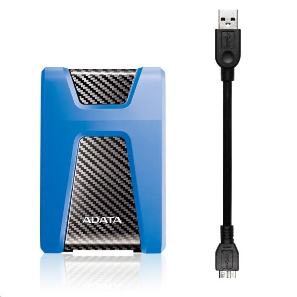 Externý pevný disk ADATA 1TB 2,5" USB 3.1 DashDrive Durable HD650, modrý (gumový, odolný voči nárazom)3