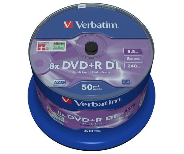 VERBATIM DVD+R(50-pack)/ Double Layer/ Spindle/  8X 8.5GB Matt Silver1 
