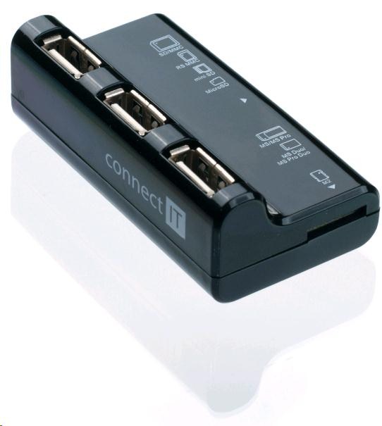 CONNECT IT USB 2.0 hub 3 porty + čtečka karet BOOT1 