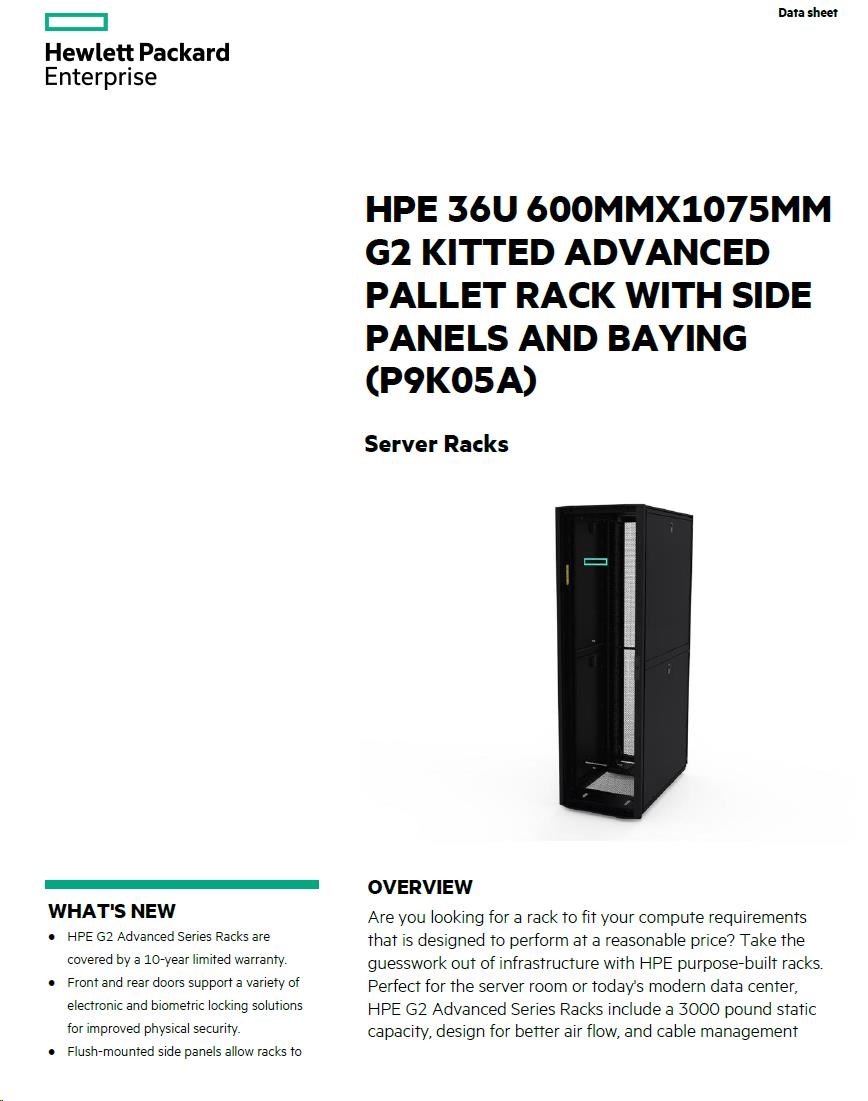 HPE Rack 36U 600mmx1075mm G2 Kitted Advanced Pallet Rack with Side Panels and Baying1 