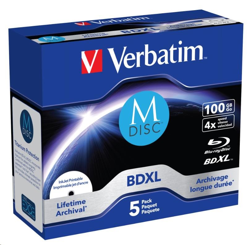 VERBATIM MDisc BDXL (5-pack)Jewel/4x/100GB1 