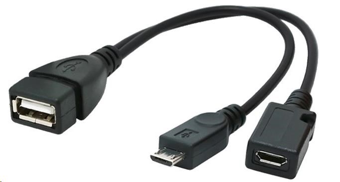 GEMBIRD kábel CABLEXPERT USB AF/ micro BM + micro BF,  OTG + nabíjanie,  15 cm,  pre tablety a smartfóny0 