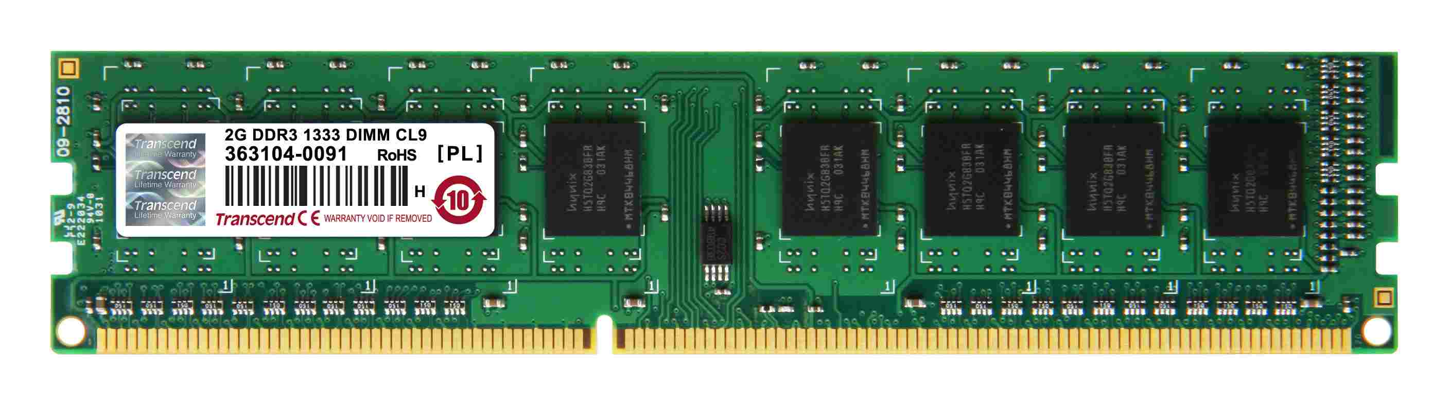 DDR3 DIMM 2GB 1333MHz TRANSCEND 1Rx8 CL90 